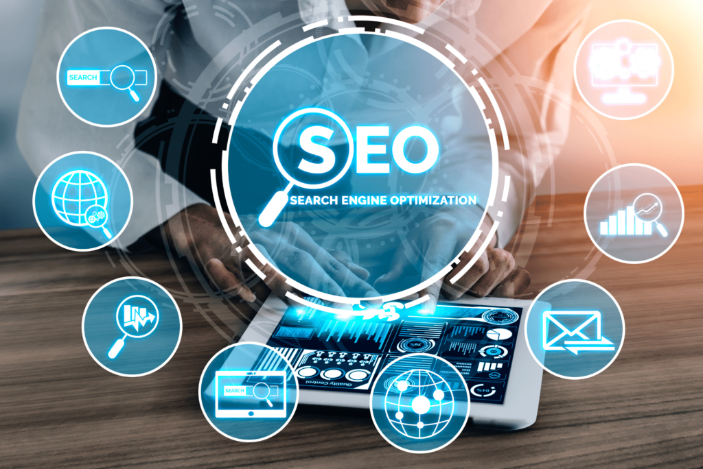 graphic with SEO and aspects for understanding seo for consulting firms